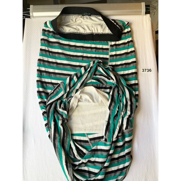 WallpapHER Women Maxi Skirt size M Stretchy Casual Stripes Green & Black - Picture 4 of 8